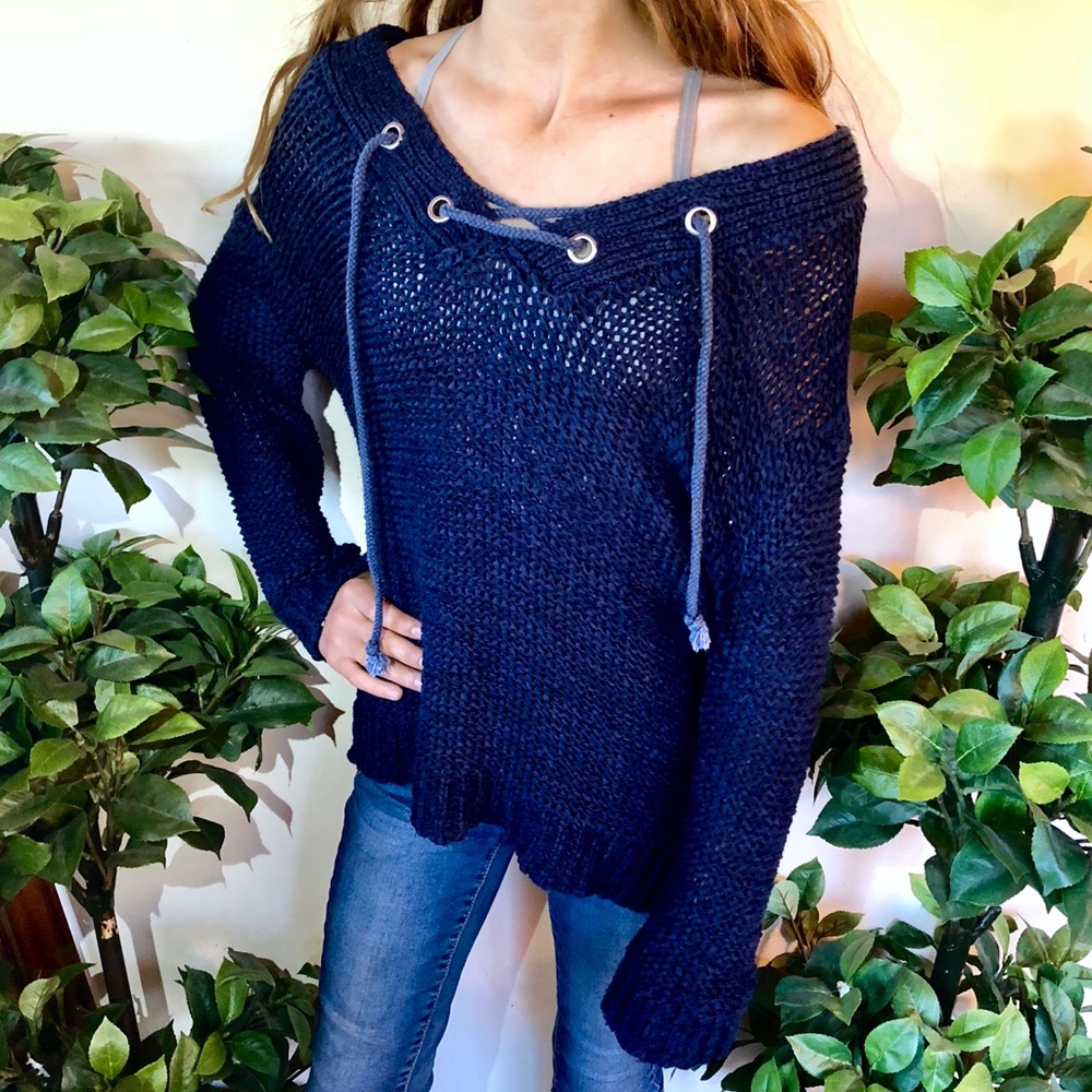 Navy Blue Knitted Sweater